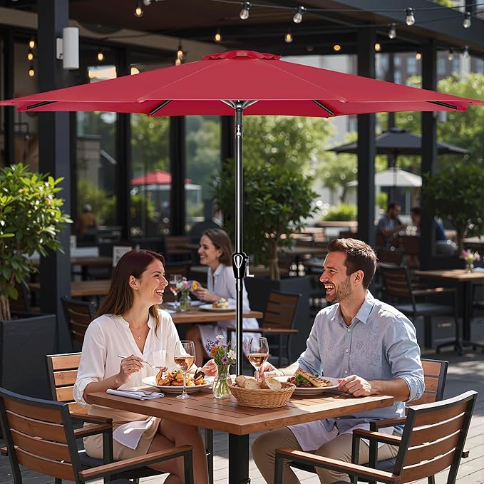 Simple Deluxe 9' Patio Umbrella Outdoor Table Market Yard Umbrella with Push Button Tilt/Crank