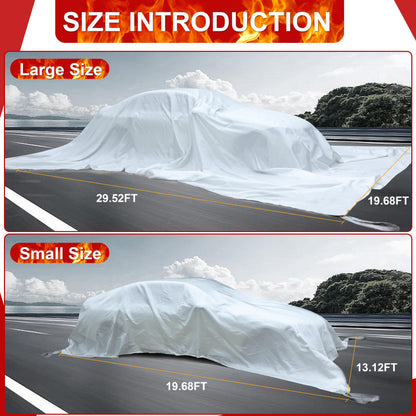 Azazccm Emergency Fire Blanket for Car, Large Fiberglass Fire Suppression Blanket, Survival Safety for Electric Vehicle Truck Automotive Conflagration (13.12x19.68FT), White