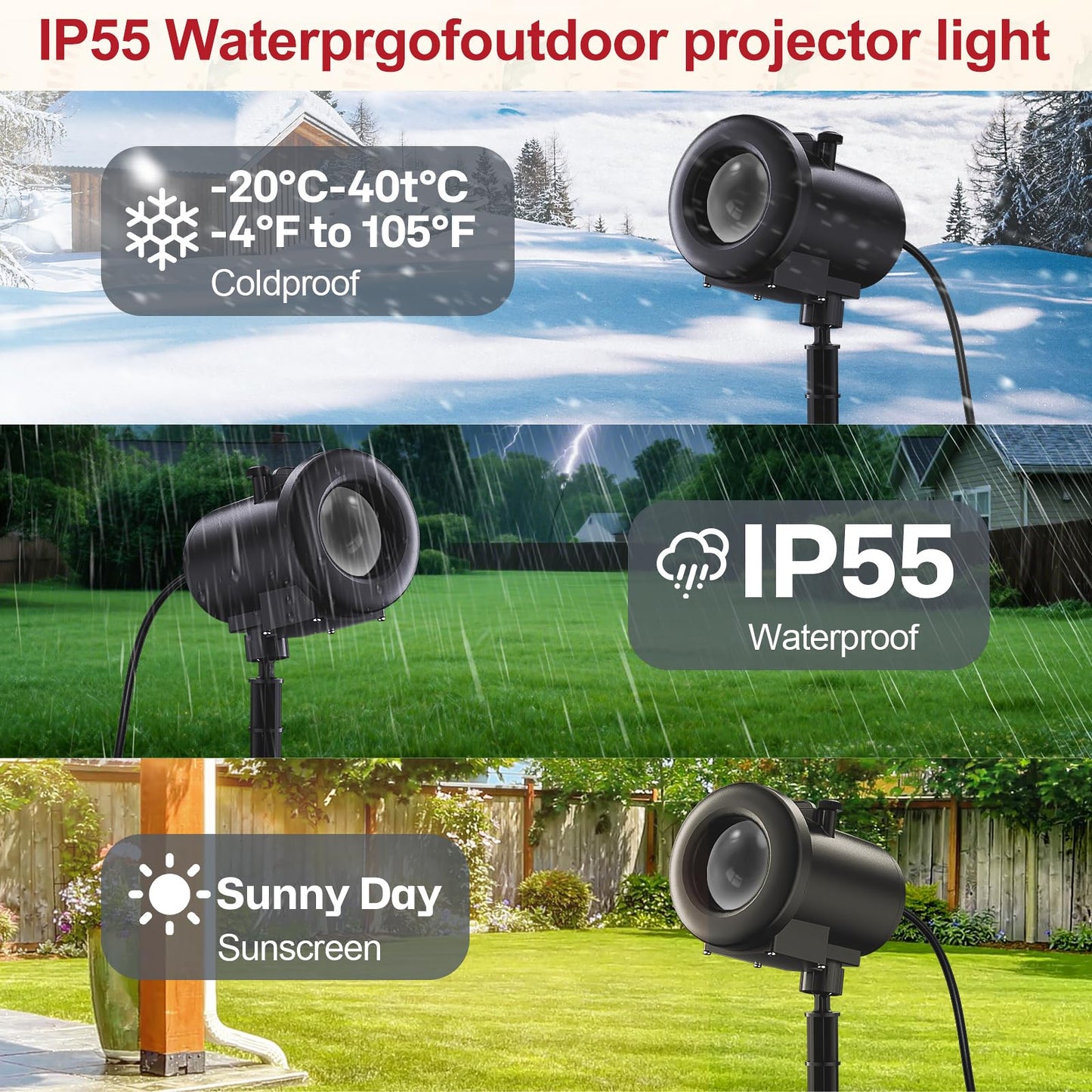 12 in 1 Christmas Projector Lights Outdoor,3D Dynamic Christmas Decorations Indoor,Clearer Santa Sleigh HD Patterns Holiday Lights,Waterproof for Window Wall Yard Holiday Decor