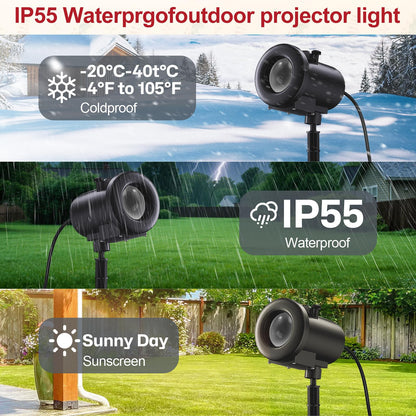 12 in 1 Christmas Projector Lights Outdoor,3D Dynamic Christmas Decorations Indoor,Clearer Santa Sleigh HD Patterns Holiday Lights,Waterproof for Window Wall Yard Holiday Decor