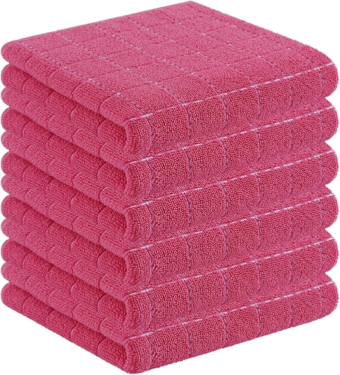 Homaxy 100% Cotton Terry Kitchen Towels, Checkered Designed, Soft and Super