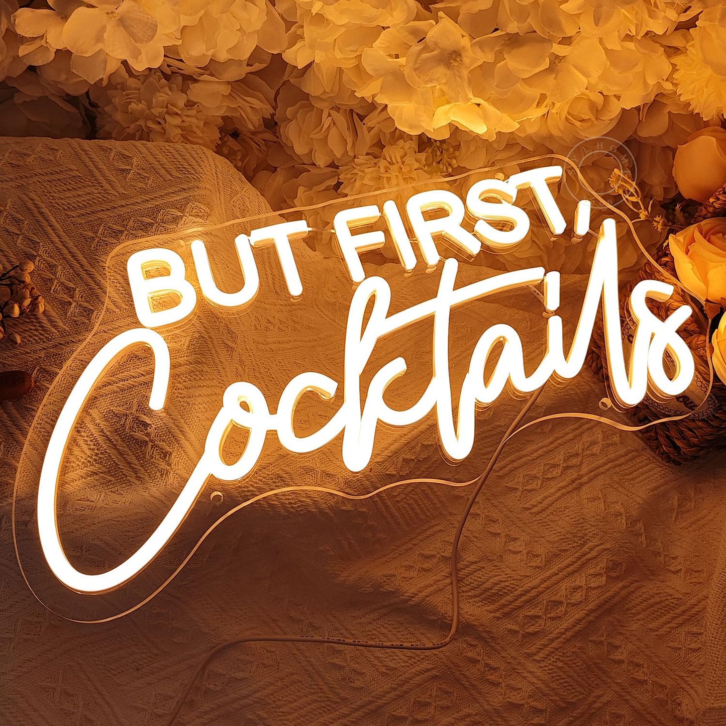 SYLHOME But First Cocktails Led Neon Light Sign Home Bar Shop Bedroom Man Cave Wall Sign Decor Wedding Birthday Party Light Up Sign Celebrate Backdrop USB 15.75"X7.9"