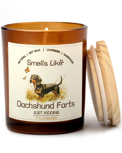 Auralome Dachshund Gifts for Women - Dog Mom Candles Lavender Natural Weiner Dog Farts Candles Pet Friendly Safe Scented Candle Themed Gifts for Women Soy Wax Present Idea for Pet Lovers Decor