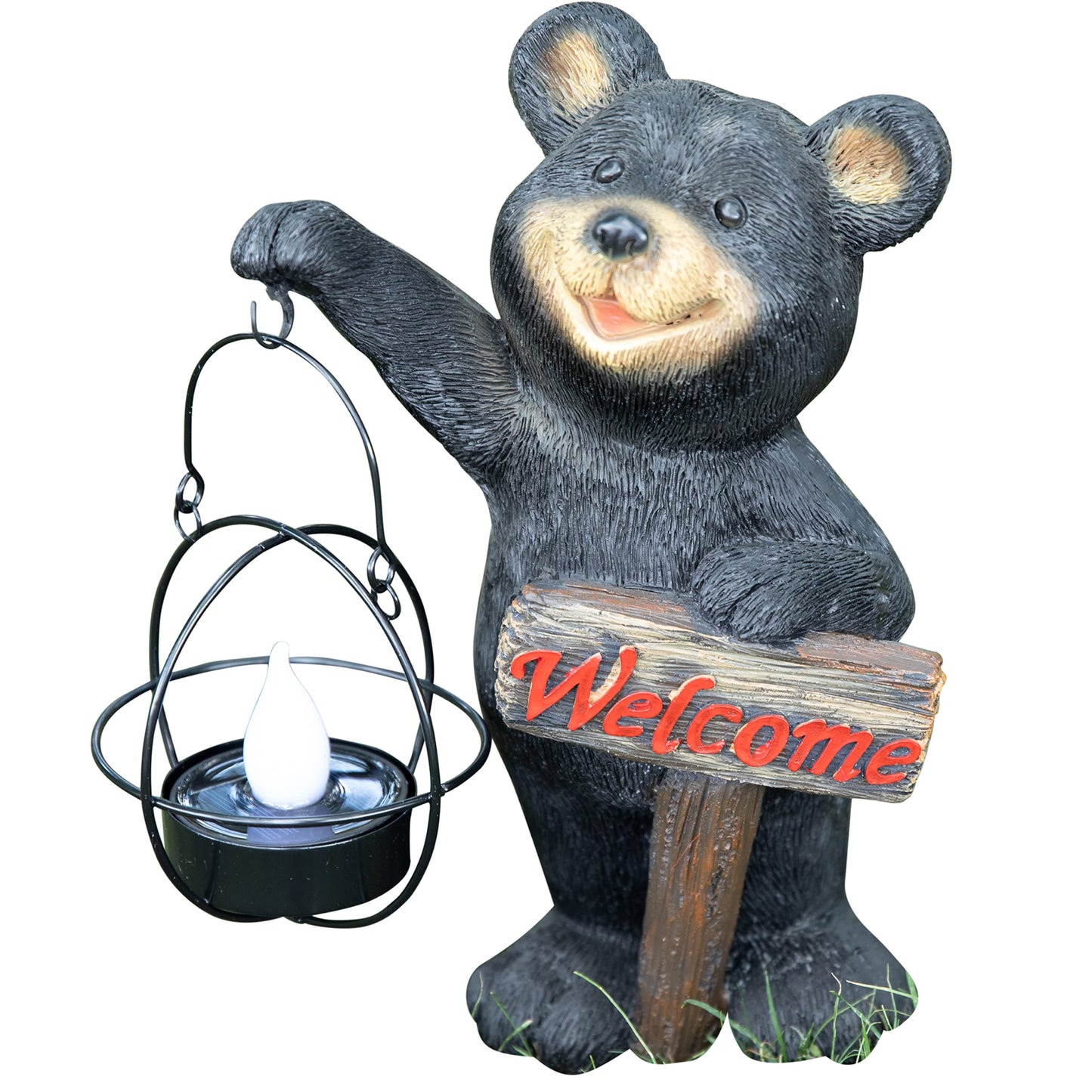 VP Home | Welcome Sign Bear Solar Powered LED - Garden Statue Decor - Outdoor Bear Figurines - Garden Light - Front Yard Decor - Funny Figurine Decor for Outside House, Patio, Yard, and Lawn