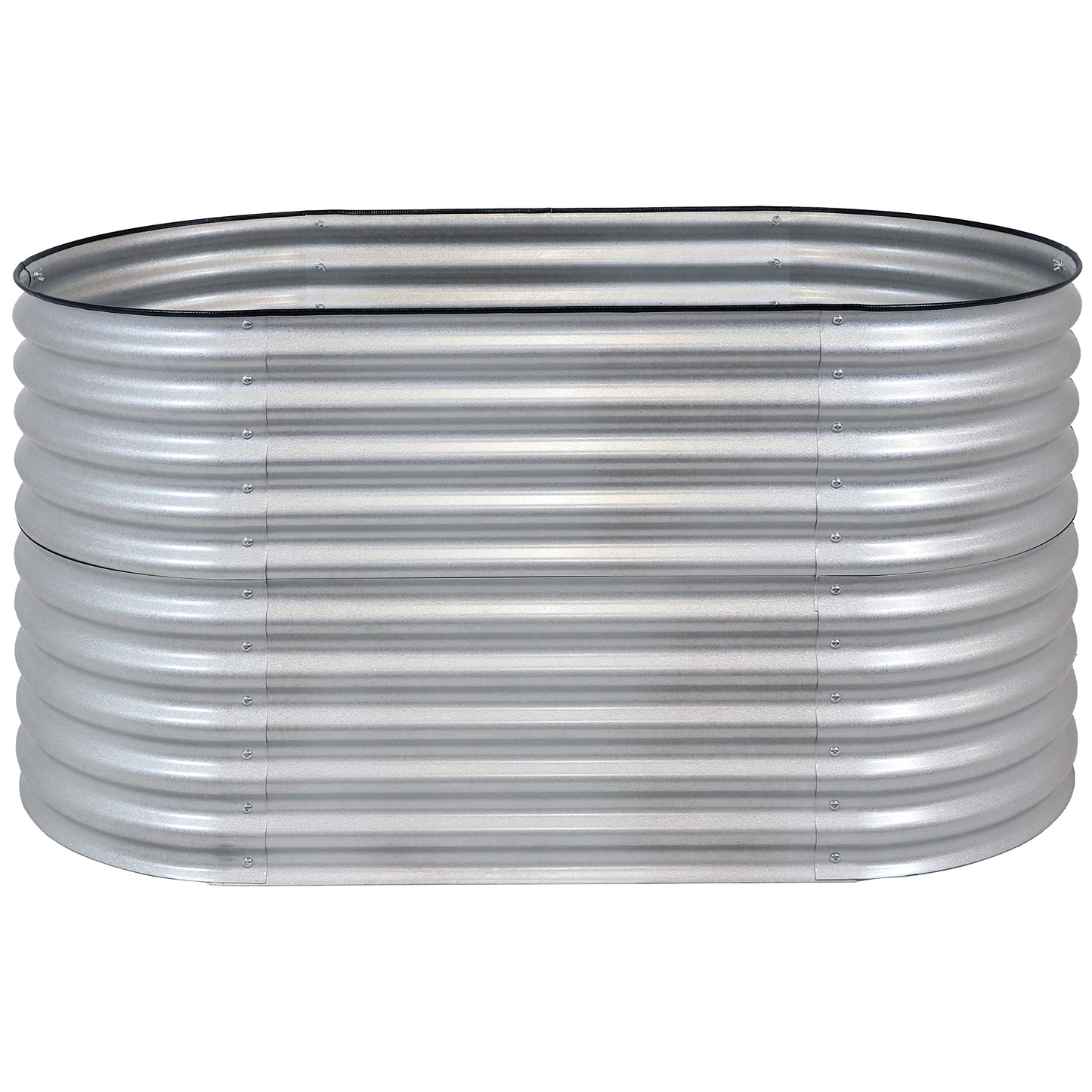 Sunnydaze 62.5-Inch Oval Raised Garden Bed Outdoor - Modular Raised Garden Bed with Rubber Edge Trim - Silver