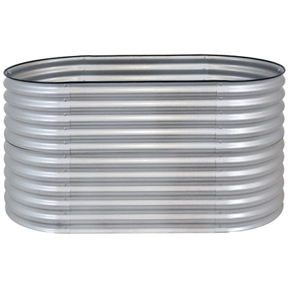 Sunnydaze 62.5-Inch Oval Raised Garden Bed Outdoor - Modular Raised Garden Bed with Rubber Edge Trim - Silver