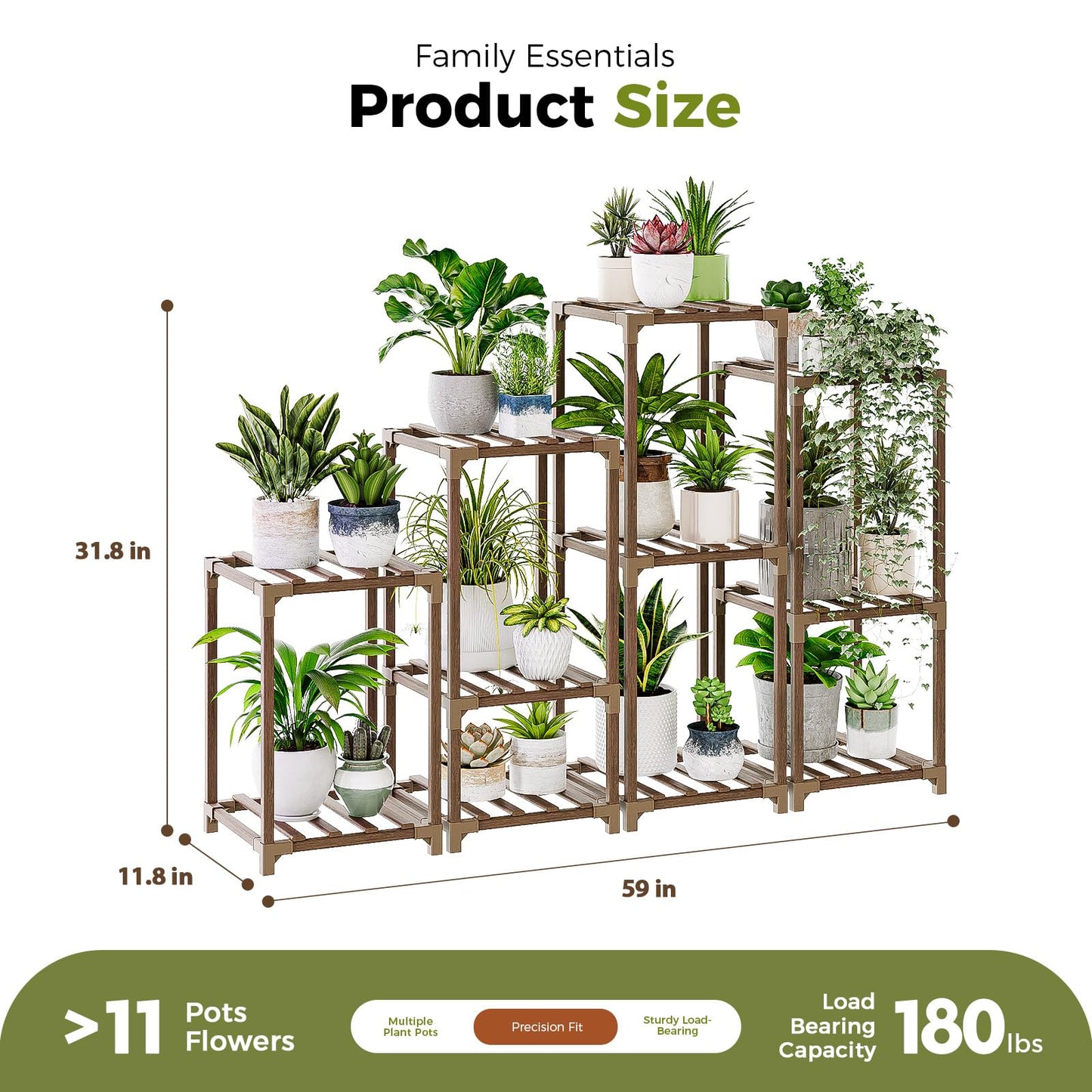 Bamworld Plant Stands Indoor 4 Sets Plant Shelves Outdoor Wooden Plant Holder for Multiple Plants Flower Stands for Living Room Balcony Garden Patio Lawn Window