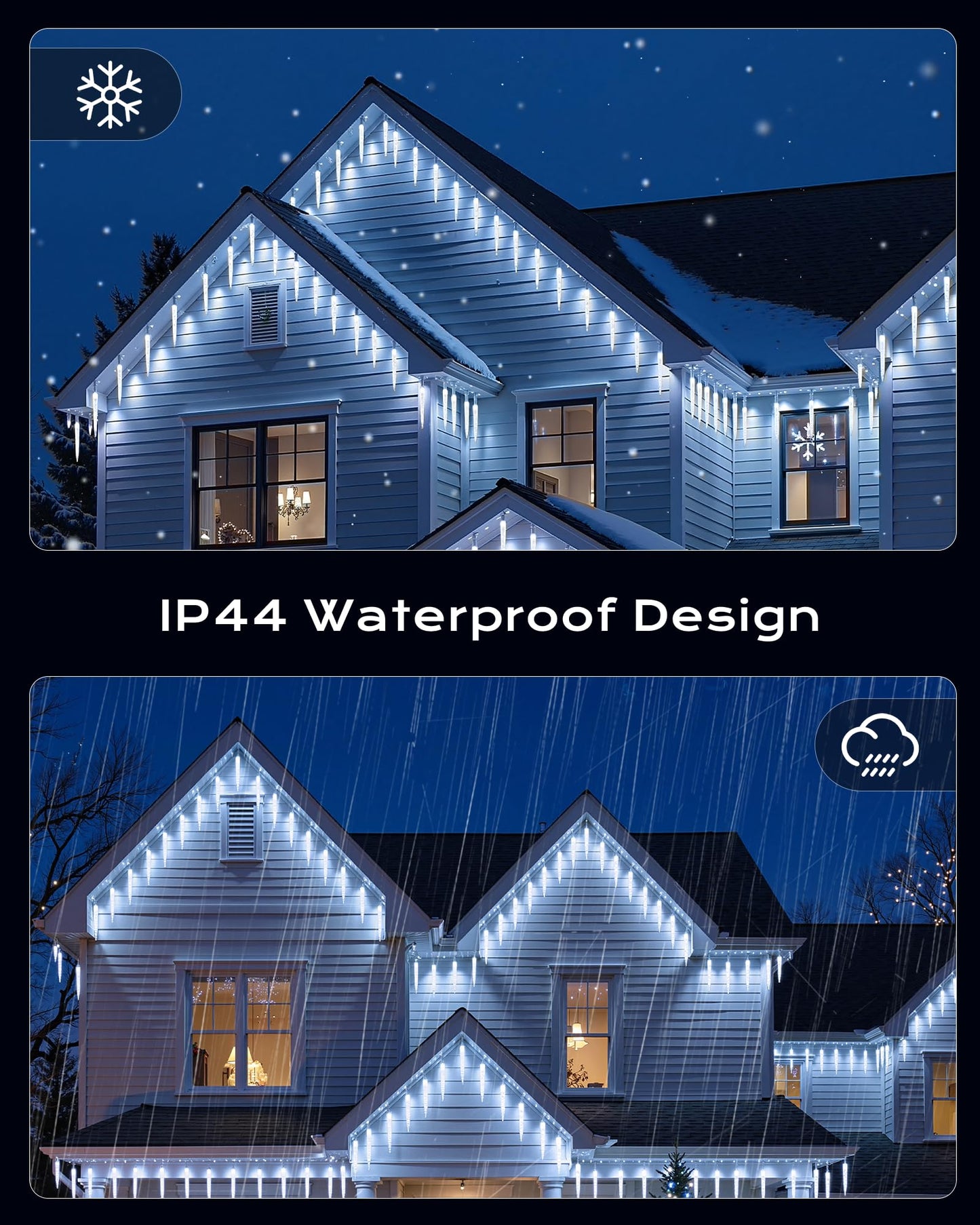 Brightown Icicle Lights Outdoor 20ft with Remote - 20 Tubes 100 LED Iced Tube Christmas Lights, Waterproof Icicle Decor Outdoor Indoor for Tree Patio Roof Holiday Decor, Cool White