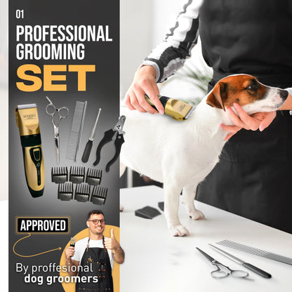 PetKing Premium Dog Clippers Dog Grooming Kit Grooming Clippers Professional for Thick Hair Coats Pet Clippers Kit for Dogs Cats Pets Cordless Silent Dogs Hair Trimmer Clipper Shaver Set Low Noise