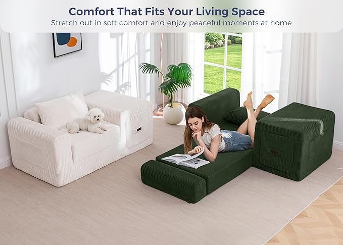 MAXYOYO Folding Sofa Couch, Convertible Floor Sofa