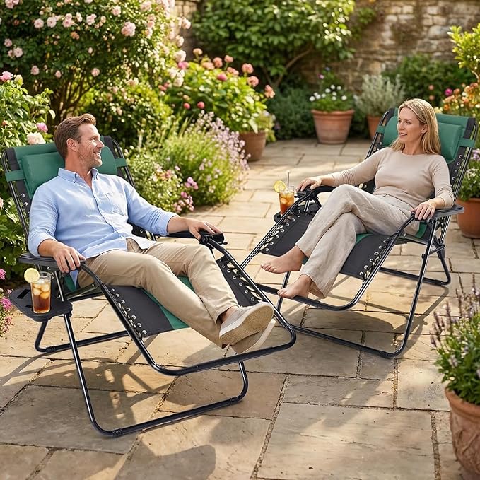 Sweetcrispy Zero Gravity Chairs, Foldable Patio Reclining Chairs
