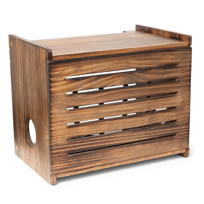 Wooden WiFi Router Storage Box - Deluxe Wall Mountable Decorative Modem Shelf Hider Cover with Cable Management System - Rustic Home Organization Solution for Most Routers Up to 11" Tall - Dark Oak