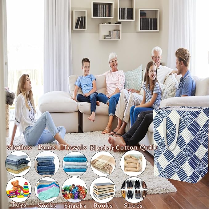 Waterproof Laundry Hamper 75L Collapsible Laundry Basket Extended Cotton Handle