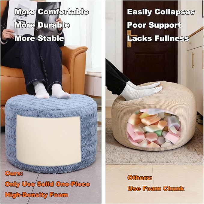 Asuprui Round Footstool Ottoman, 20x14 Inches Multi-Functional Modern Foot Stool