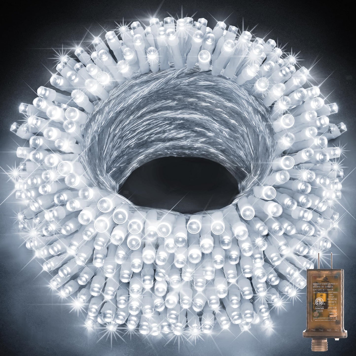 KNONEW 600ft 1500 LED String Lights Outdoor Christmas Lights 8 Modes & Timer Fairy Light Plug in Waterproof LED String Lights for Xmas Yard Tree Wedding Party Holiday Decorations (Cool White)