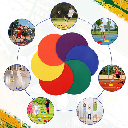 Shappy 24 Pcs Poly Spot Markers with Carry Bag 9 Inches Numbered Floor Dots Anti-Slip Spot Markers Waterproof Flat Field Cones Circles Poly Dots for Agility Drills Basketball Football Training Gym