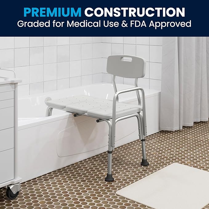 Flash Furniture HERCULES Series 300 Lb. Capacity Adjustable White Bath & Shower