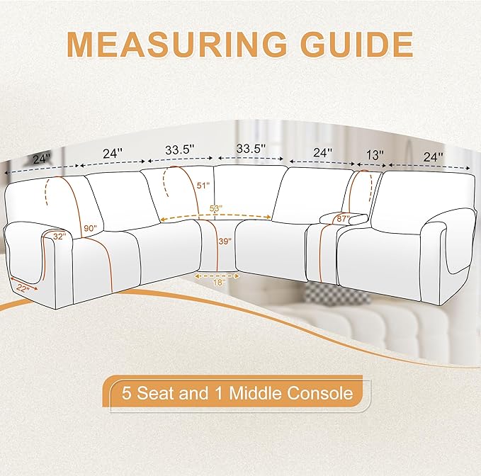 HDCAXKJ 100% Waterproof Reclining Sectional Couch Covers L Shape Recliner Sofa
