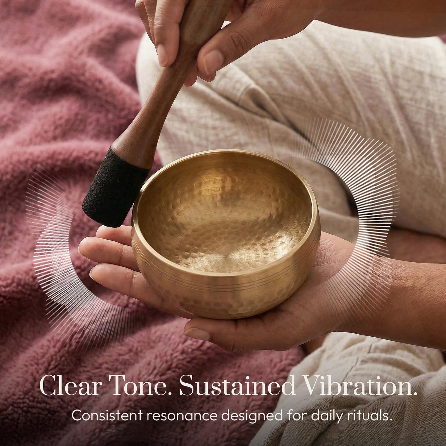 Silent Mind Tibetan Singing Bowl Set – Easy to Play & Beginner Friendly Meditation Bowl with Cushion & Mallet | Stress Relief & Mindfulness | Gift-Ready