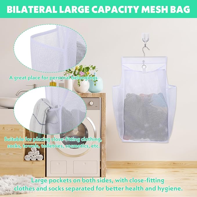 2 Pcs Hanging Collapsible Breathable Mesh Laundry Hamper, Hanging Laundry Bag