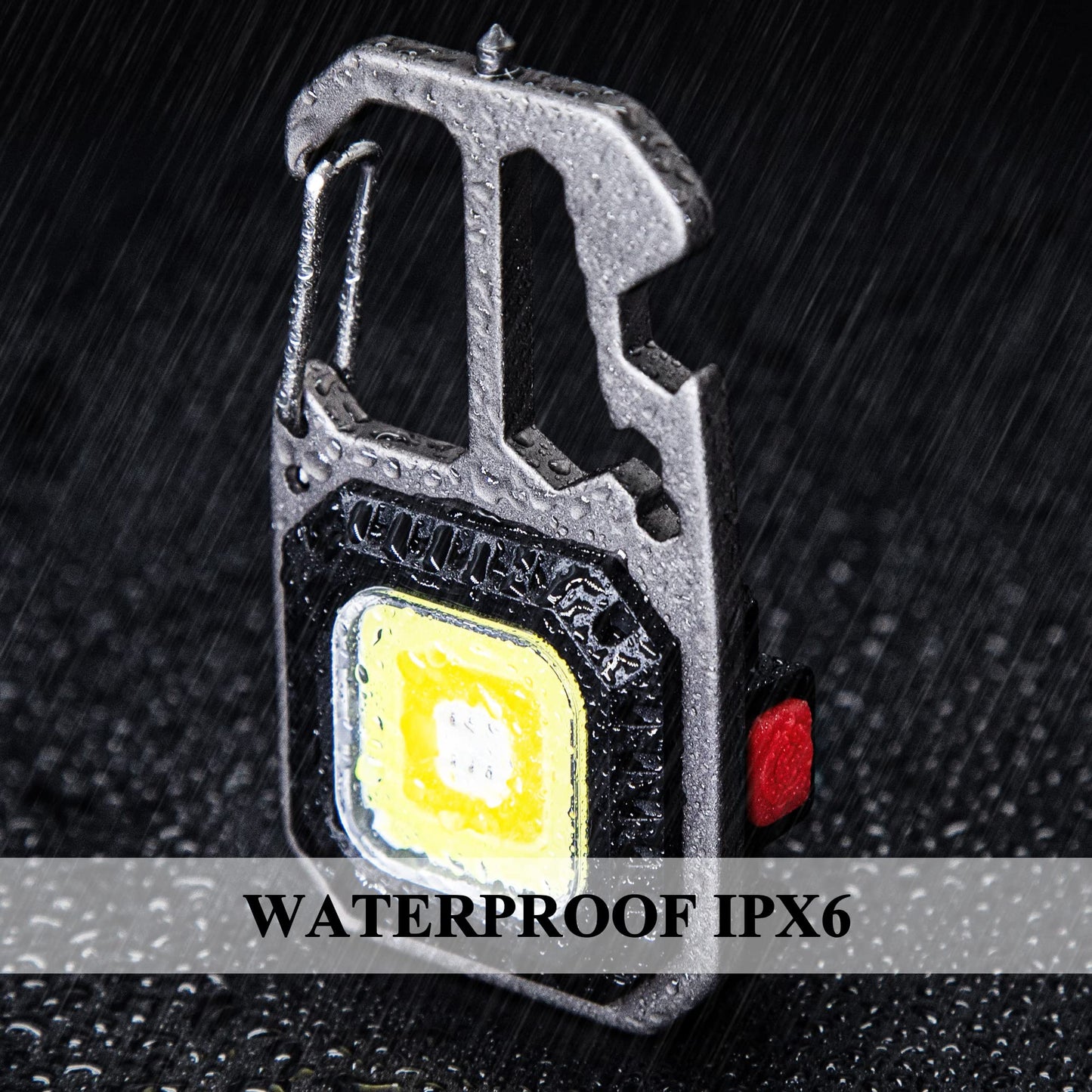 Rugtol Cob Keychain Work Light, Cob Rechargeable Key chain Light, 1000lumens Keychain Torch Led Super Bright with 7 Lights Modes, Mini Keyring Torches with Screwdriver Bottle Opener for Outdoor Hiking