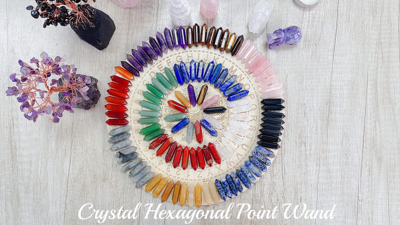ZHIYUXI Red Jasper Crystals Jasper Stone Pointed Hexagonal Magic Crystal Wand Reiki Witchcraft Therapy Meditation Decor Accessories Gifts 10 PCS