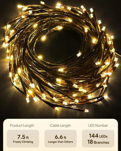 NIDISETPJAS Enchanted Willow Vine Lights with Remote, Christmas Swags Decorations Indoor Room Decor, 18 Branches 144 LEDs Lighted Willow Vine Lights for Walls Bedroom Home Decor