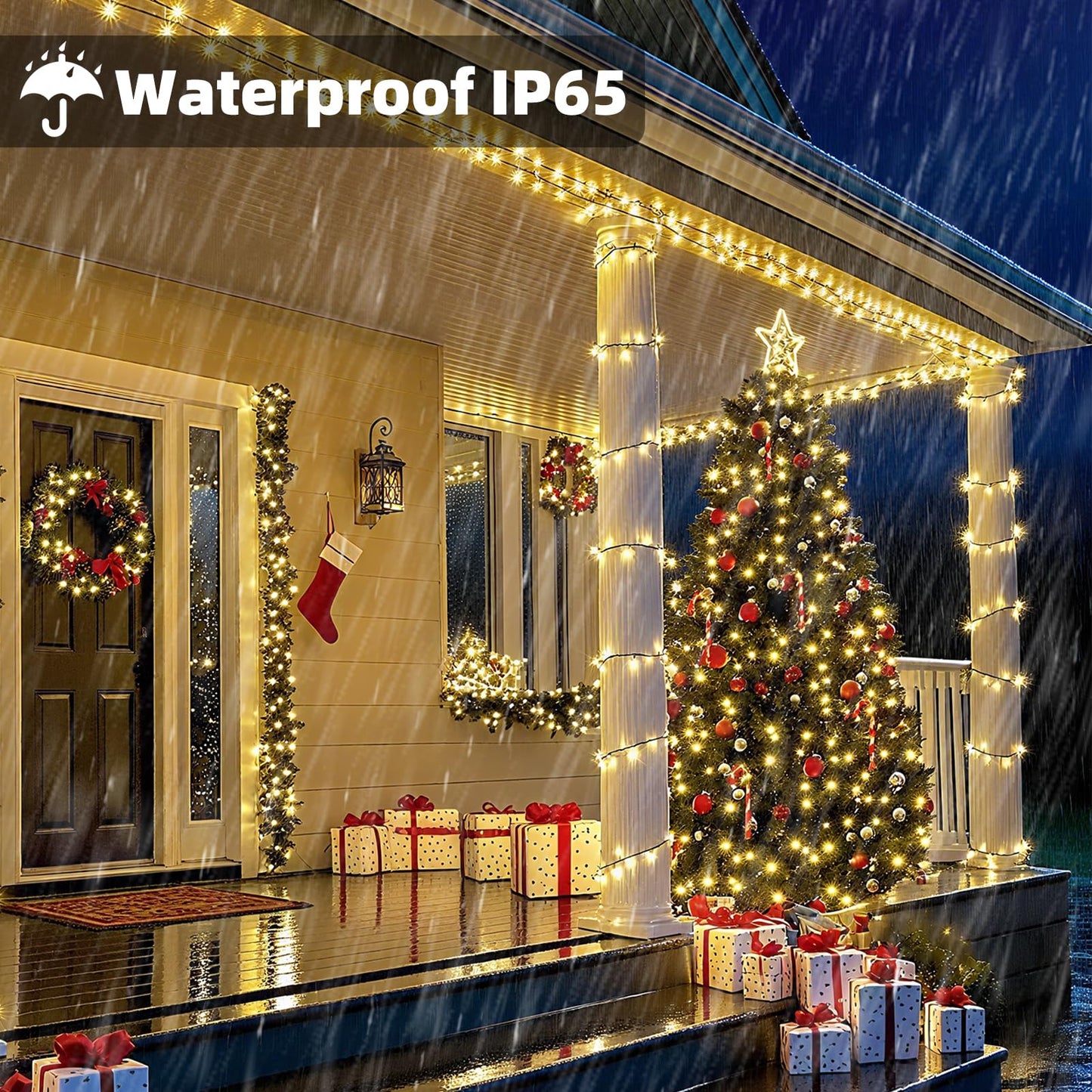 Green Convenience Christmas Lights 33ft 100LED Battery Operated String Lights with USB or Battery Powered Waterproof for Indoor Outdoor Holiday Party Wedding Christmas Decoration