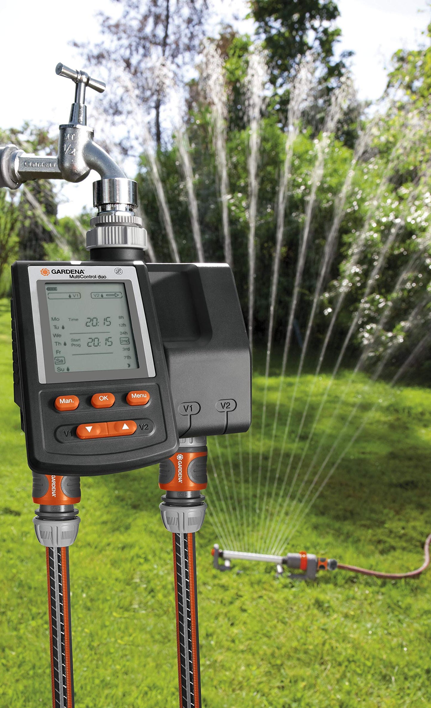 Gardena Irrigation Computer Multicontrol Duo: Automatic Irrigation Control, Weekdays programmable, 22x17.2x17.8 cm