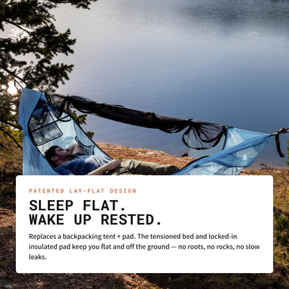 Haven Tent XL Lay-Flat Hammock Tent (Sky Blue) – Large Hammock Tent w/Mosquito Net – Includes Insulated XL Pad & Waterproof Rainfly