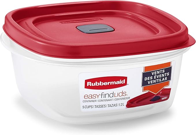Rubbermaid EasyFindLids Food Storage and Organization Containers, Racer Red