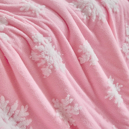 LenLuck Pink Christmas Blanket 50"x60", Soft Flannel Fleece Front & Sherpa Back, Snowflakes Throw Blanket for Couch, Fluffy Fuzzy Blanket, Christmas Decor Gift for Women, Men