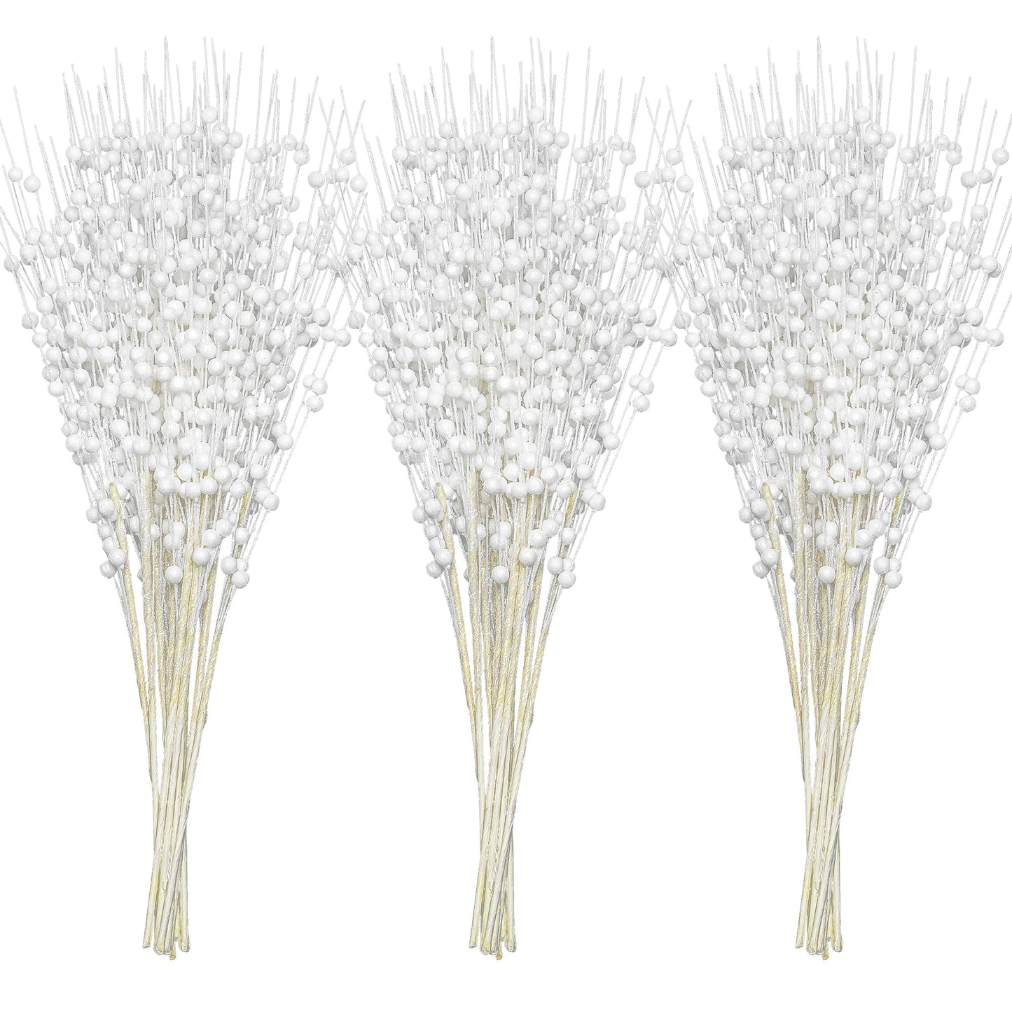 Joiedomi 24 Pcs Christmas Tree Berry Stem (White), Decorative Bead Sticks, Glittery Twigs, Picks, Branches for Christmas Tree, Small Vase, Holiday, Wedding, Party (17 Inches, White)