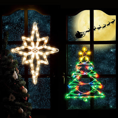 Xmasnova 2 Pack Christmas Window Lights, Double Side Christmas Sign Lamp Decoration For Holiday Indoor Wall Door Glass Decorations, Polaris