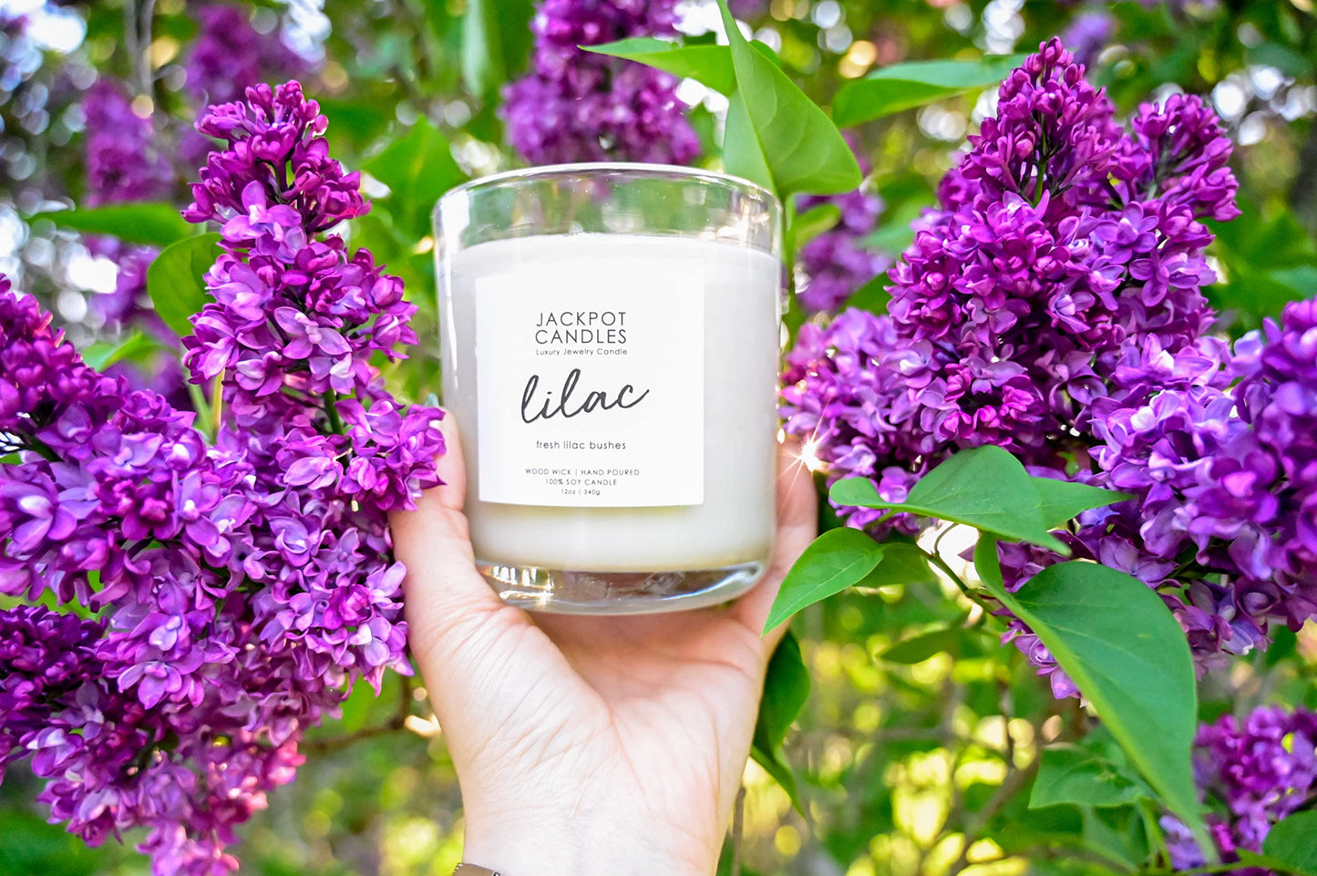 Lilac Candle with Ring Inside (Surprise Jewelry Valued at $15 to $5,000) Ring Size 7