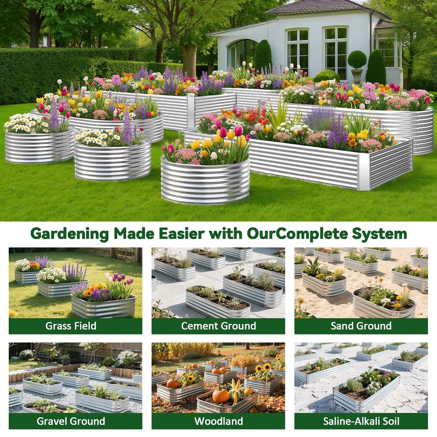 OZMSHF 2 Pack Tall 6x3FT Raised Beds for Gardening, Corrugated Galvanized Steel Raised Garden Bed, Outdoor Metal Above Ground Garden Bed for Vegetables and Flowers(Rectangular)-6x3x1.5FT