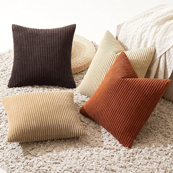 MIULEE Boho Farmhouse Throw Pillow Covers 20x20 Inch Set of 4 Rustic Mordern