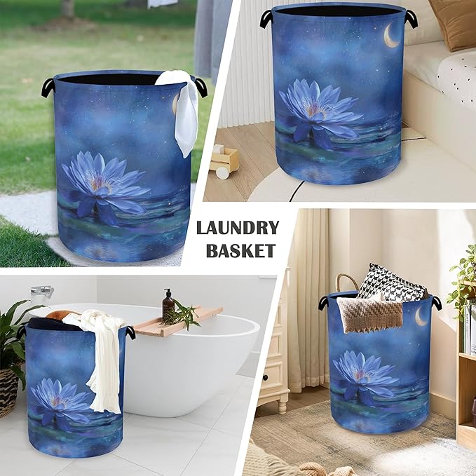 Water Lily Laundry Basket, Moon Oxford Cloth Laundry Hamper