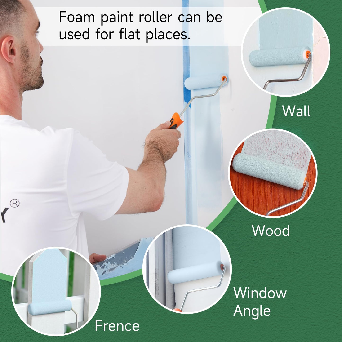 VOOMEY High Density Foam Paint Roller,Paint Roller Covers 6 inch,Small Paint Roller, Sponge Rollers for Painting House,Walls,Ceilings, Doors,Furniture(10 pack)