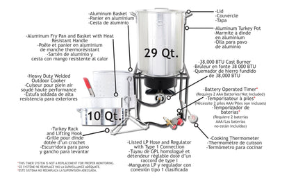 King Kooker Propane Outdoor Fry Boil Package with 2 Pots, silver, one size (12RTFBF3)