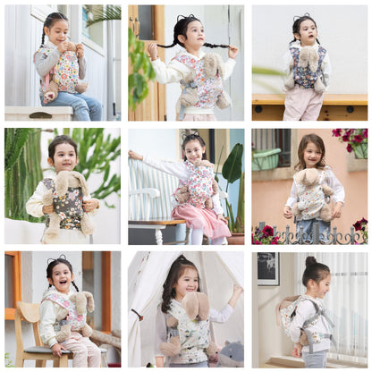 GAGAKU Baby Carrier for Dolls Reborn Baby Doll Carrier Kids Toy Play Baby Carrier for Stuffed Animals Babydoll Accessories for Toddlers - Green - Flowers Plumeria