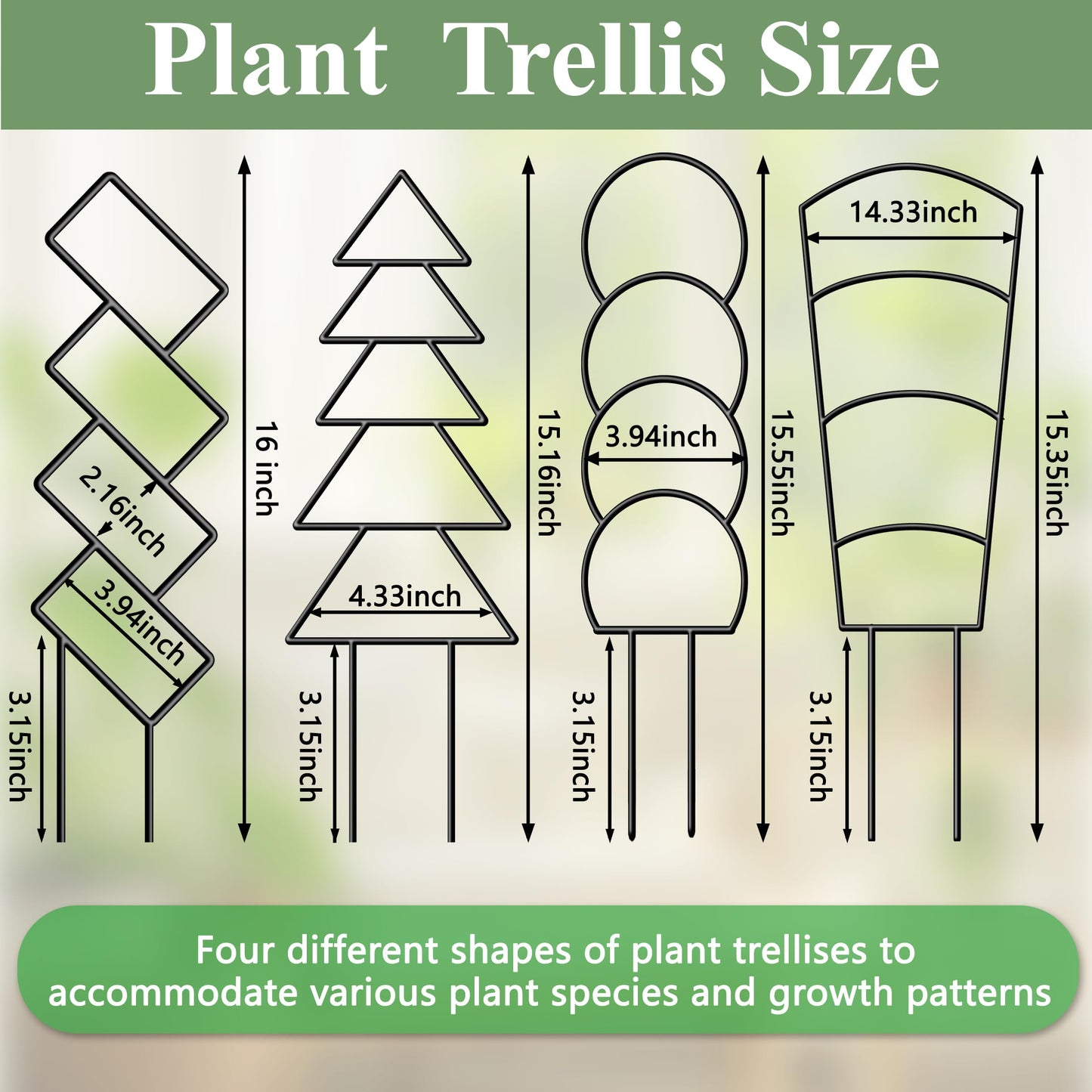 Plant Trellis for Potted Plants Indoor, Metal Garden Trellis for Climbing Plants with Different Patterns, Small Houseplant Support Stakes for Vine Ivy Hoya Pothos Flower Outdoor, 16 Inch 4 Pack