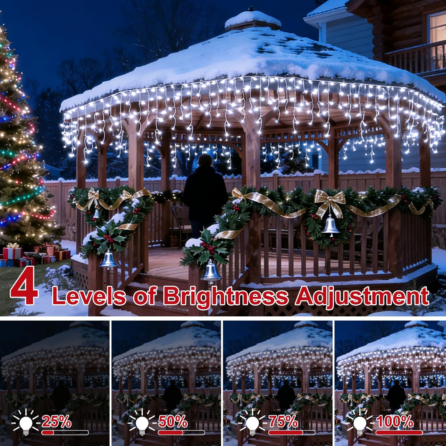 AGELCK White Icicle Lights Outdoor, 58.8FT 624 LEDs 96 Drops 8 Modes, Remote Control, Timer & Memory, Dimmable, Connectable, Waterproof Twinkly Christmas String Lights for Outside Indoor Xmas Wedding