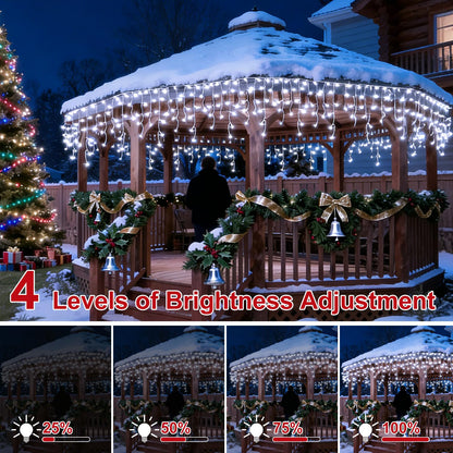AGELCK White Icicle Lights Outdoor, 58.8FT 624 LEDs 96 Drops 8 Modes, Remote Control, Timer & Memory, Dimmable, Connectable, Waterproof Twinkly Christmas String Lights for Outside Indoor Xmas Wedding