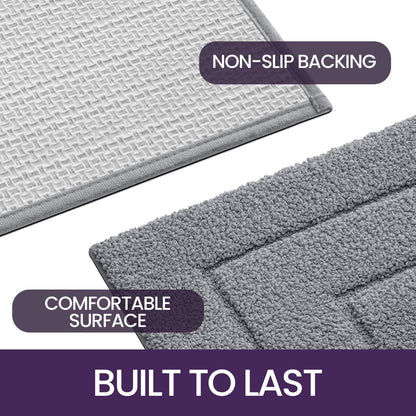 DEXI Ultra Soft Bath Mat 40 x 60 cm, Non-Slip Absorbent Microfiber Mats, Machine Washable Quick Dry Rugs, Bathroom Accessories Decor, Grey
