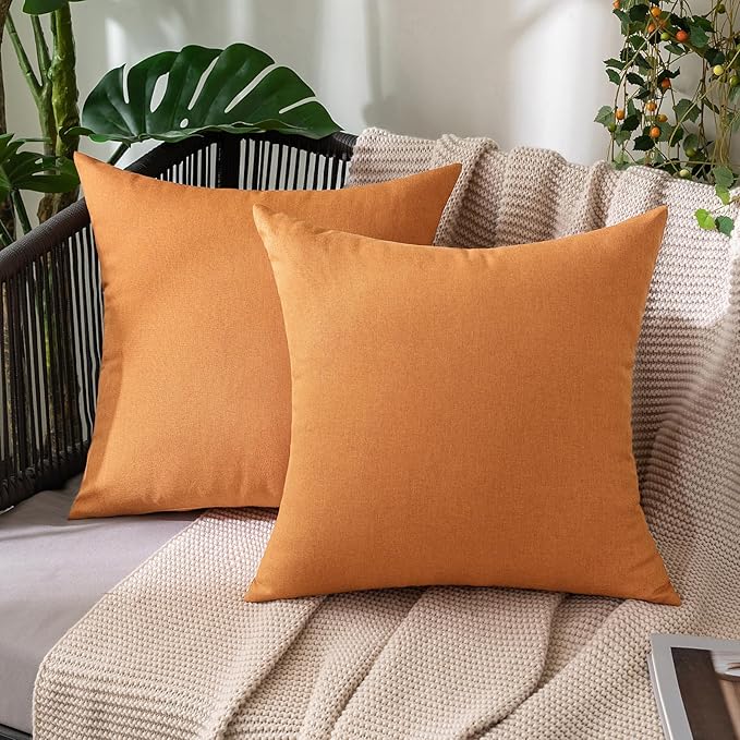 MIULEE Pack of 2 Decorative Outdoor Solid Waterproof Throw Pillow Covers Faux