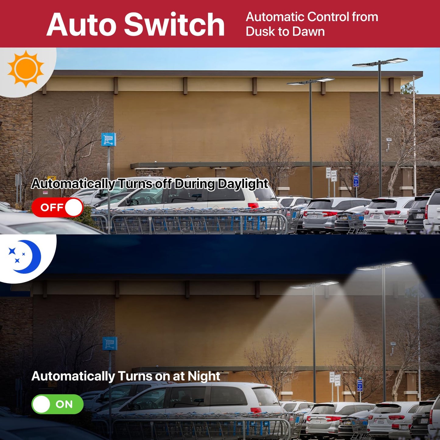 LED Parking Lot Light 300W 2Pack, Commercial Outdoor Area Lighting with Dusk to Dawn Photocell, Super Bright LED Shoebox Light 5000K 36000LM Slipfitter Mount for Parking Lot|Warehouse|Roadways 2 Pack