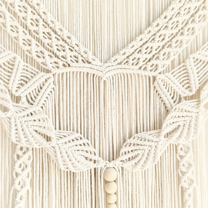 Achart Macrame Wall Hanging Large- Boho Wall Decor- large wall art- Wall Decor Living Room- Macrame Tapestry Boho Decor for Bedroom (Leaf &Wood Bead)