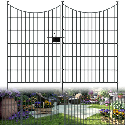 10 Panels Garden Fence Dog Fence Outdoor for Yard, 40in H x 23.6ft L Rustproof Metal Fencing with Ground Stakes | No Dig Animal Proof Containment for Pets/Rabbits | Durable Patio Security Panels