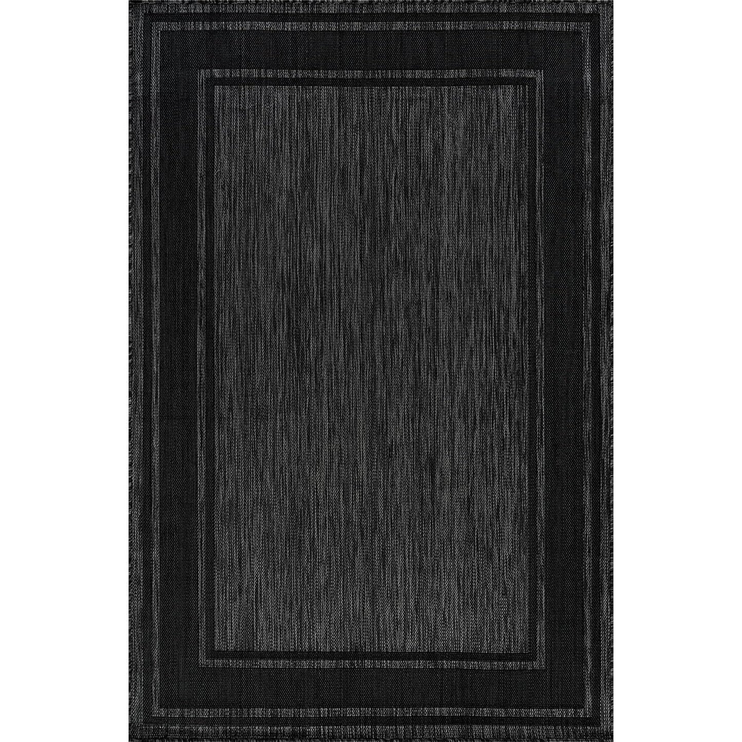 Beverly Rug Outdoor Rug 6x9 Modern Bordered Area Rugs for Indoor and Outdoor Patio Deck Porch Garden Waterproof Weather Sun Resistant Washable Outside Carpet (6 x 9 Black)